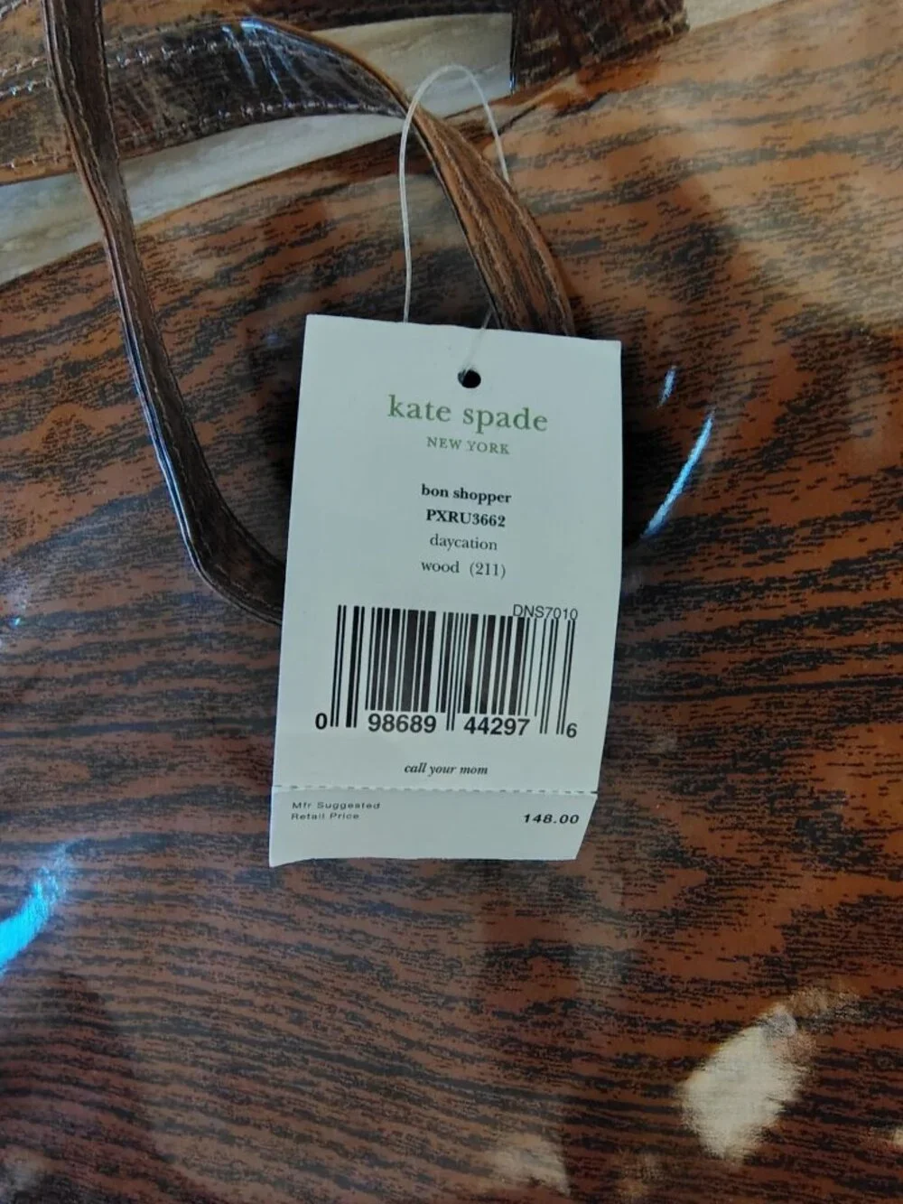 Kate Spade Bon Shopper Daycation Wood Shoulder Bag Purse Knock on Wood w/Tags
